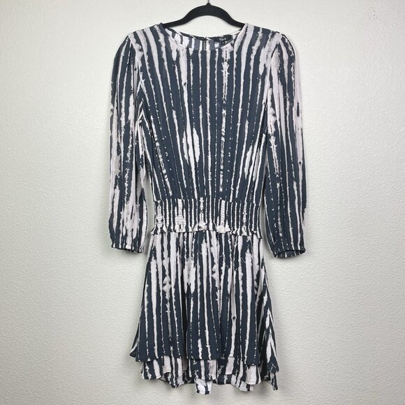 Rails NWT Inez Dress Women's Small Black Nile Mini Dress Long Sleeve Smocked - Picture 3 of 16